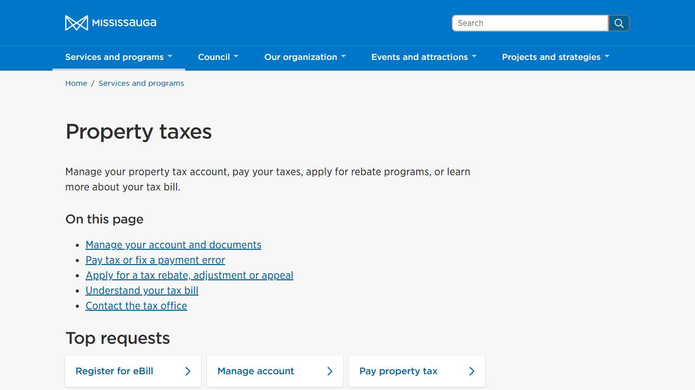 Property taxes – City of Mississauga