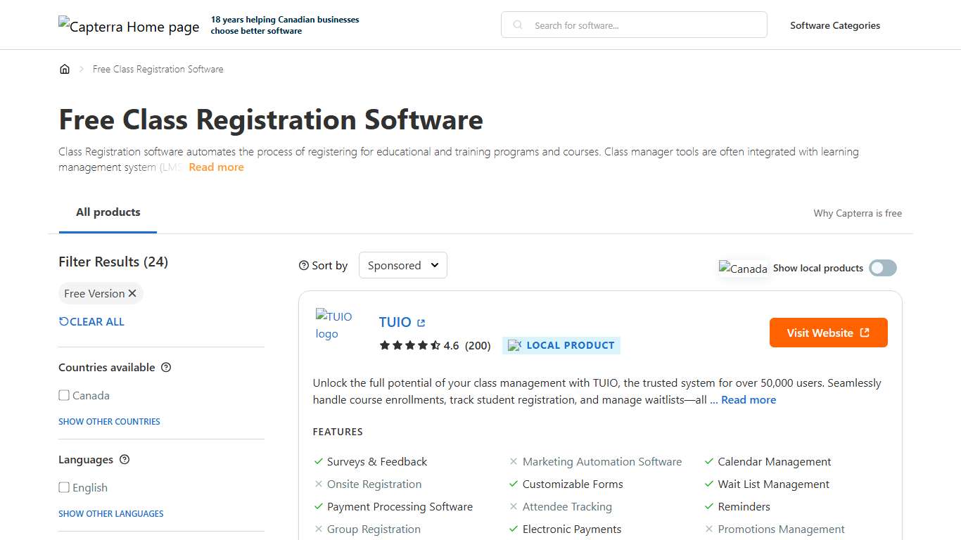Free Class Registration Software - Capterra Canada 2026