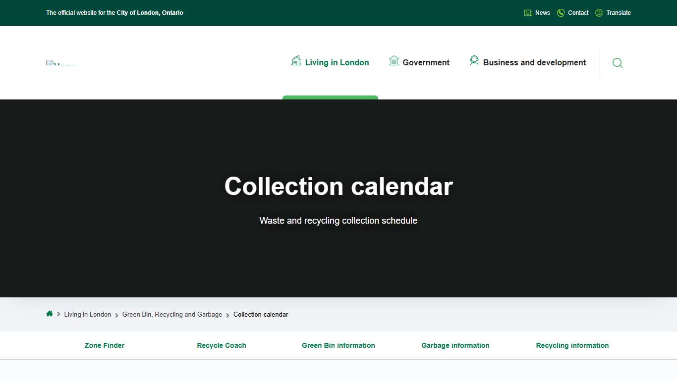 Collection calendar City of London
